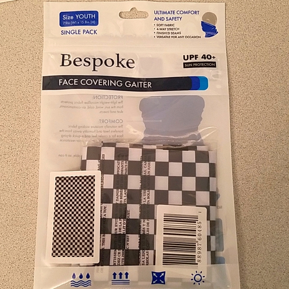 🆕️ Bespoke face covering gaiter "Checkered" Youth